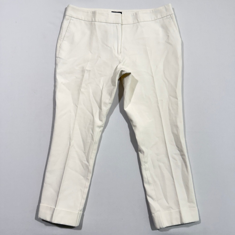 Ann Taylor Pants 8P Womens White Signature Cropped Trouser Office Siren